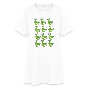 Erbsenschoten - Frauen T-Shirt-Kleid - Weiß - Vorne