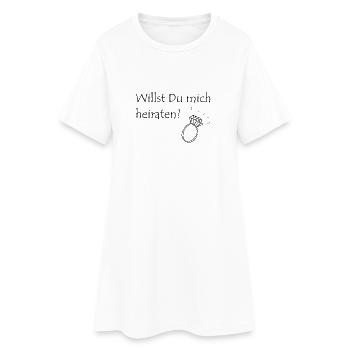 Heiratsantrag Hochzeit Willst du mich heiraten - Frauen T-Shirt-Kleid - Weiß - Vorne