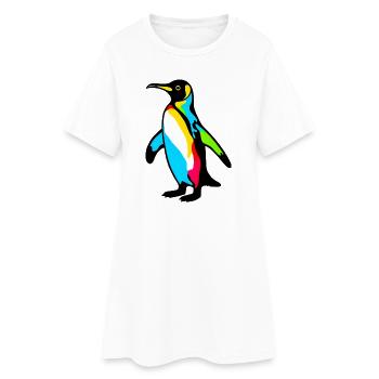 Pinguin - Frauen T-Shirt-Kleid - Weiß - Vorne