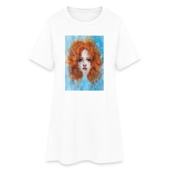 Rothaarige Frau Porträt Meerjungfrau mit Blasen - Frauen T-Shirt-Kleid - Weiß - Vorne