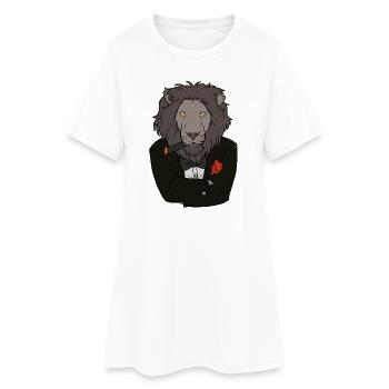 Lion en smoking avec rose / Design drôle - Robe T-shirt Femme - blanc - Devant