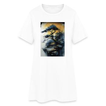 Einsame Kiefer auf leuchtender Klippe - Frauen T-Shirt-Kleid - Weiß - Vorne