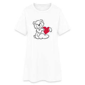 loveteddy - Frauen T-Shirt-Kleid - Weiß - Vorne