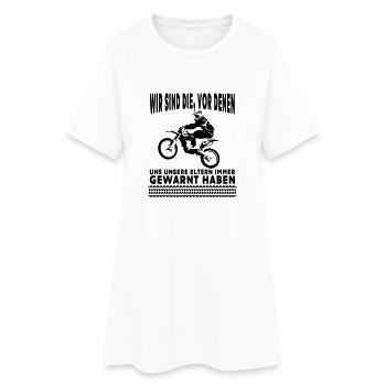 Motocross - Frauen T-Shirt-Kleid - Weiß - Vorne