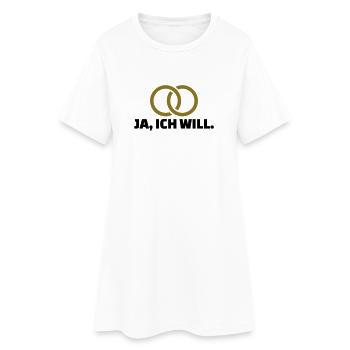 Hochzeit - Frauen T-Shirt-Kleid - Weiß - Vorne