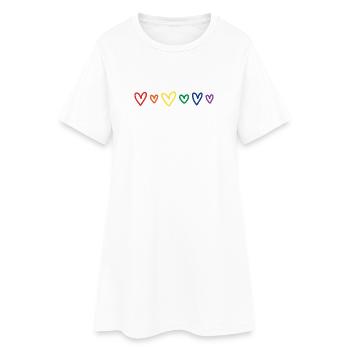 Hearts rainbow - Frauen T-Shirt-Kleid - Weiß - Vorne