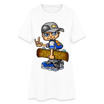 Garçon de patineur et flammes - Robe T-shirt Femme - blanc - Devant