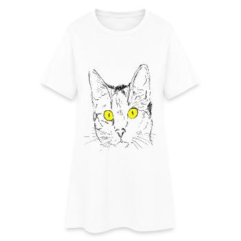 Chat, gueule de bois, amant de chat, tête de chat, oeil de chat - Robe T-shirt Femme - blanc - Devant