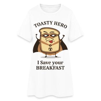 Petit déjeuner Hero Toast - Robe T-shirt Femme - blanc - Devant