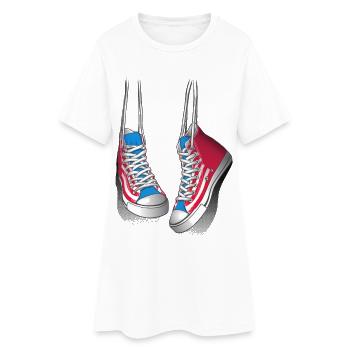 Baskets sur les épaules - Robe T-shirt Femme - blanc - Devant