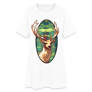 Junger Hirsch - Frauen T-Shirt-Kleid - Weiß - Vorne