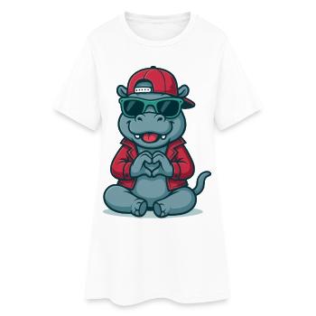 Style de cœur d’hippopotame - Robe T-shirt Femme - blanc - Devant