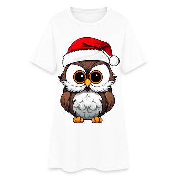 Hiboux Noël - Robe T-shirt Femme - blanc - Devant