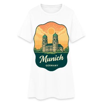 Insigne vintage Sunset de la Frauenkirche de Munich, Allemagne - Robe T-shirt Femme - blanc - Devant