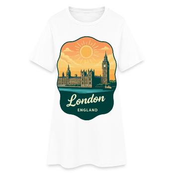 London Big Ben England Retro Sunset Travel Badge - Women’s T-Shirt Dress - white - Front