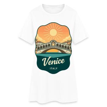 Insigne vintage du coucher de soleil du pont Venice Rialto - Robe T-shirt Femme - blanc - Devant