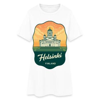 Helsinki Cathedral Vintage Travel Badge - Women’s T-Shirt Dress - white - Front