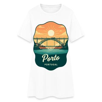 Porto Dom Luis Brücke Retro-Reiseabzeichen - Frauen T-Shirt-Kleid - Weiß - Vorne