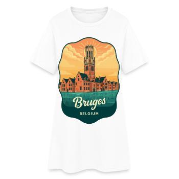 Insigne vintage du coucher de soleil de la tour du clocher de Bruges - Robe T-shirt Femme - blanc - Devant
