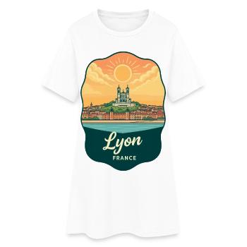 Badge de voyage vintage Sunset de la Basilique de Lyon - Robe T-shirt Femme - blanc - Devant