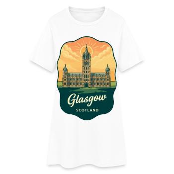 Badge de voyage Retro Sunset de Glasgow, Écosse - Robe T-shirt Femme - blanc - Devant
