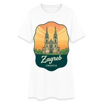 Zagreb Cathedral Vintage Sunset Travel Badge - Women’s T-Shirt Dress - white - Front