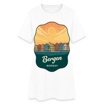 Insigne de voyage Bergen Bryggen Retro Sunset - Robe T-shirt Femme - blanc - Devant