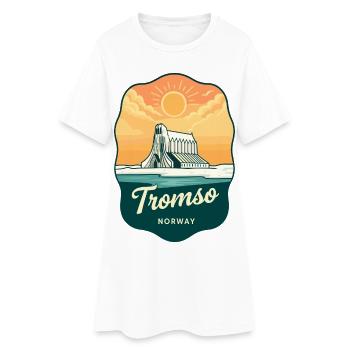 Tromso Arctic Cathedral Retro Travel Badge - Women’s T-Shirt Dress - white - Front