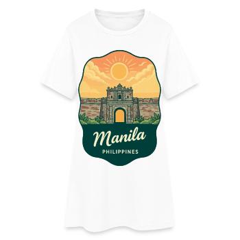 Insigne de voyage Intramuros Rétro Sunset de Manille - Robe T-shirt Femme - blanc - Devant