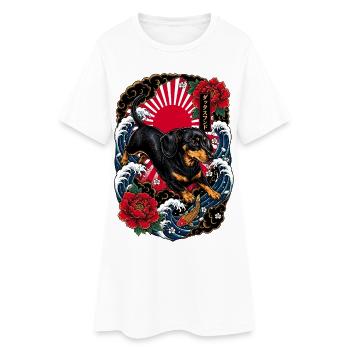 Dackel im japanischen Irezumi Tattoo Stil - Frauen T-Shirt-Kleid - Weiß - Vorne