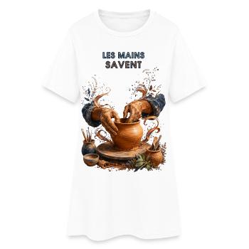 Mains du potier Argile en Fusion - Robe T-shirt Femme - blanc - Devant