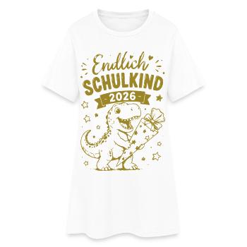 Endlich Schulkind 2026 Dino Geschenk - Frauen T-Shirt-Kleid - Weiß - Vorne