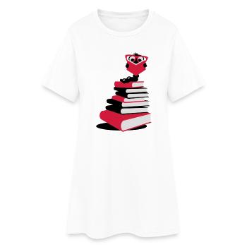Un rat de bibliothèque avec un livre - Robe T-shirt Femme - blanc - Devant