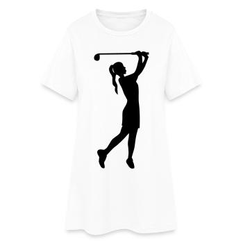 Golferin Silhouette, Golf Abschlag Damen Golf  - Frauen T-Shirt-Kleid - Weiß - Vorne