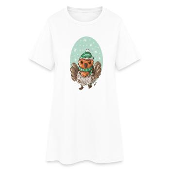 Rotkelchen mit Mütze - Frauen T-Shirt-Kleid - Weiß - Vorne