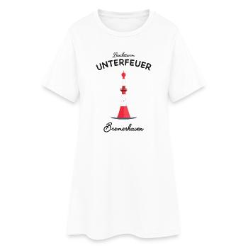 Bremerhaven, Leuchtturm Unterfeuer, Nordsee - Frauen T-Shirt-Kleid - Weiß - Vorne