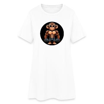 Monkey Chimpanzee Bodybuilder Training - Women’s T-Shirt Dress - white - Front