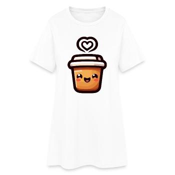 Caffeine Cutie : le joyeux Java - Robe T-shirt Femme - blanc - Devant