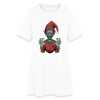 Squelette effrayant Noël Gnome horreur Gesche - Robe T-shirt Femme - blanc - Devant