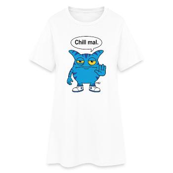 Chill mal - Zooki Monster lustiger Spruch - Frauen T-Shirt-Kleid - Weiß - Vorne