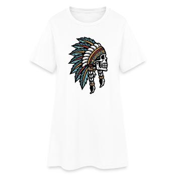 Skull Headdress Tribal Tattoo - Women’s T-Shirt Dress - white - Front