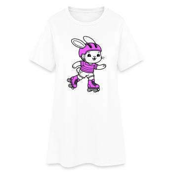 roller skating girl - Women’s T-Shirt Dress - white - Front