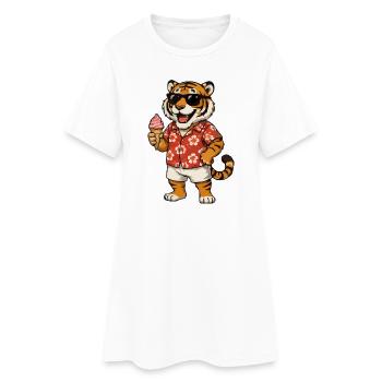 Hawaii-Tiger mit Eis-Sommerlook - Women’s T-Shirt Dress - white - Front