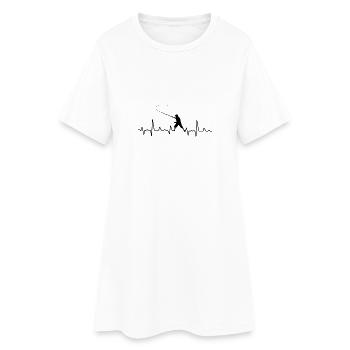 Angeln Fischen Heartbeat - Frauen T-Shirt-Kleid - Weiß - Vorne