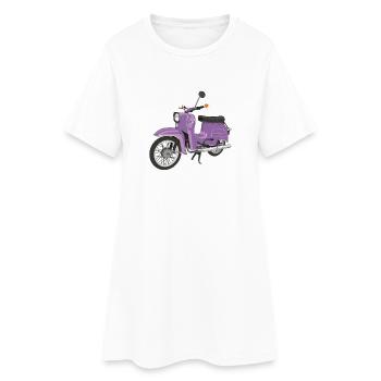 Schwalbe in Flieder - Frauen T-Shirt-Kleid - Weiß - Vorne