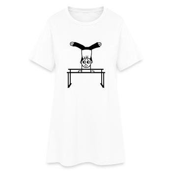 Turner am Stufenbarren - Frauen T-Shirt-Kleid - Weiß - Vorne