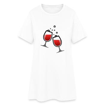 Deux verres de vin - Robe T-shirt Femme - blanc - Devant