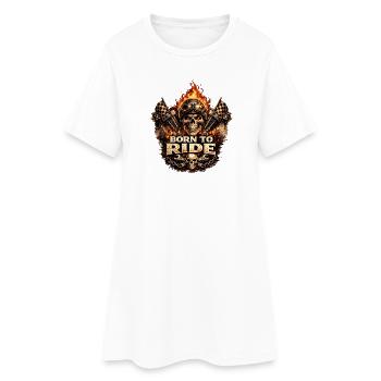 Né pour chevaucher la flamme de la moto du Crâne - Robe T-shirt Femme - blanc - Devant