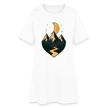 Unter Mond und Gipfeln - Frauen T-Shirt-Kleid - Weiß - Vorne