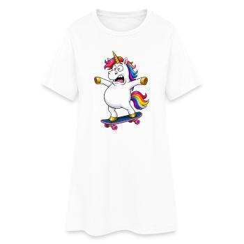 Wackeliges Einhorn-Skateboard-Misserfolg - Frauen T-Shirt-Kleid - Weiß - Vorne